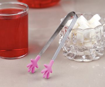 SILICONE SUGAR TONG WITH METAL HANDLE