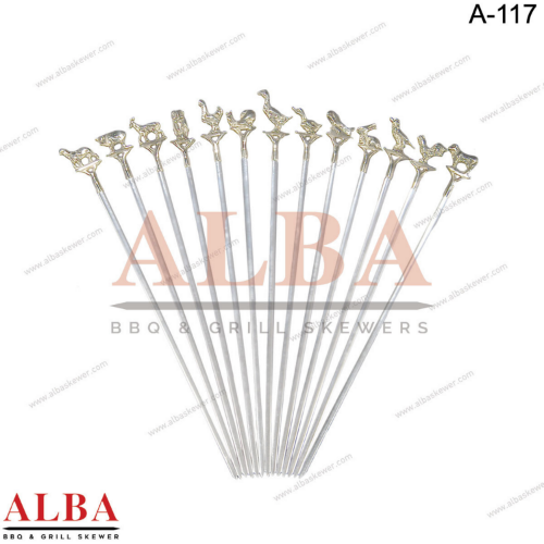 Brass Handle Middle Animal Motif Skewer