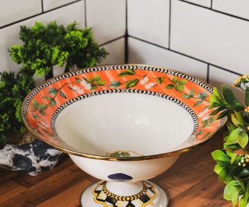 Paradise Enamel Footed Fruit Bowl 30 cm